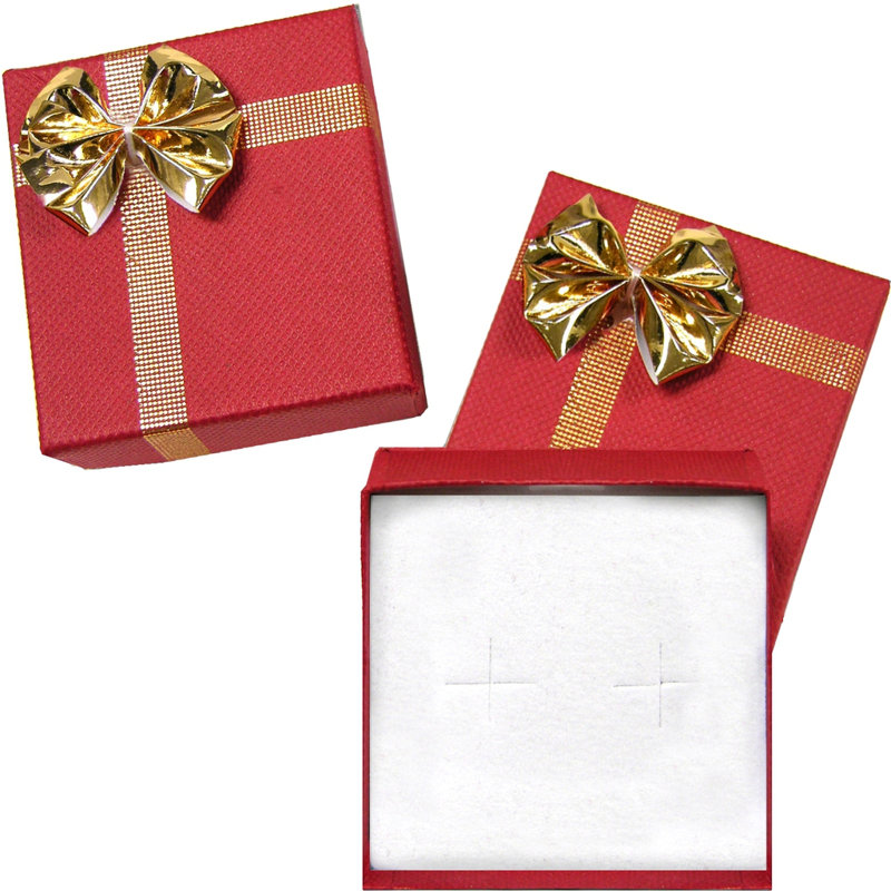 The Holiday Aisle® 288 Pcs 2" X 2" Red W / Gold Bow Sm Jewelry Gift Box